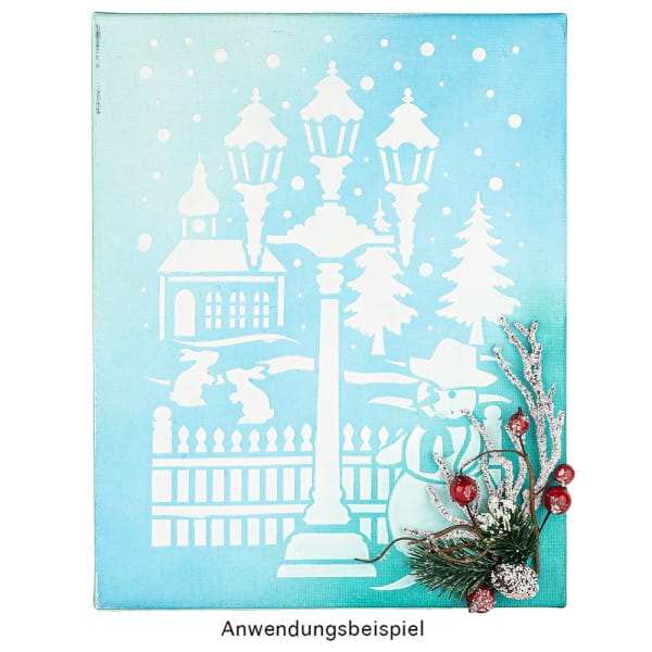 Fenster-Kunststoff-Schablone, DIN A4, Schneemann & Laterne