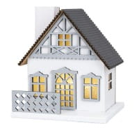 LED-Haus, graues Dach, mit Lichteffekt-Folie, 9,5cm x 8,2cm x 11cm