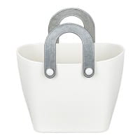 Deko-Gefäß mit Henkeln, 8,3cm x 11,7cm x 7,5cm, Rohling, weiß
