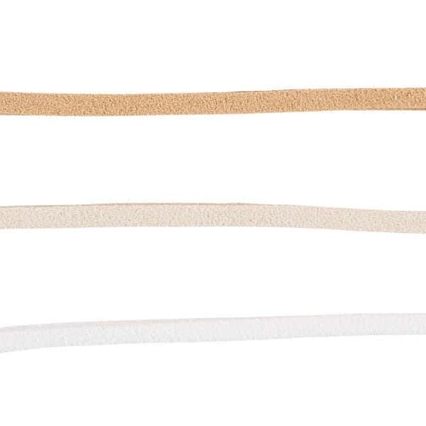 Dekoband, Kunstleder, 2,5mm breit, je 1,5m lang, versch. Designs, weiß, creme, natur, 3 Rollen