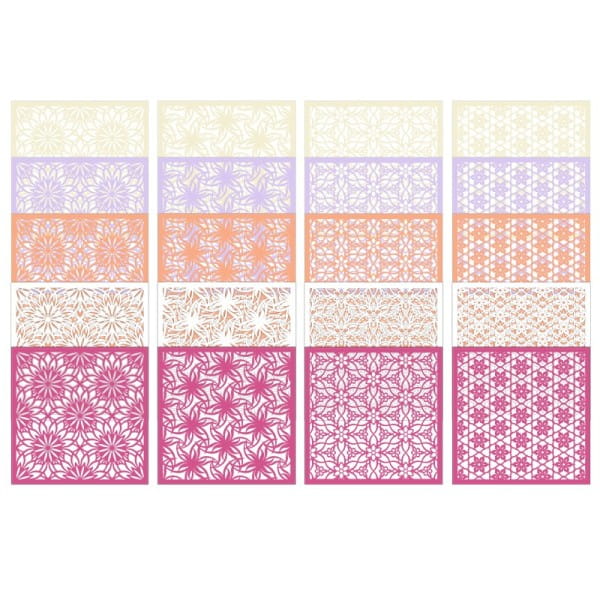 Laser-Kartenaufleger, Blumen 1, 14cm x 14cm, 4 versch. Designs, 5 Farbtöne, 20 Stück