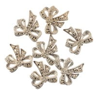 Metallic-Schmucksteine, Schleife, 4,5cm x 4,5cm, apricot, 7 Stück
