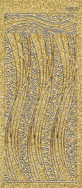 Microglitter-Sticker, Schwung-Linien Sterne, gold