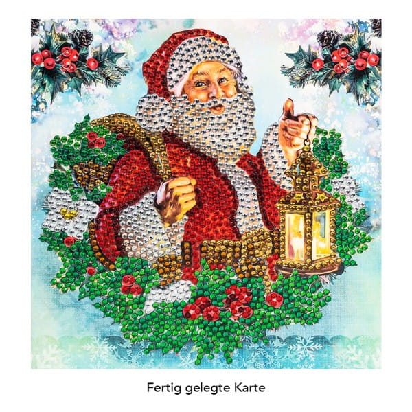 Diamond-Painting-Grußkarte, Strass, Frohe Weihnachten, 16cm x 16cm, inkl. Zubehör