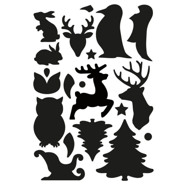 Laser-Kunststoff-Schablonen, DIN A4, Winter, Weihnachten, 6 Stück