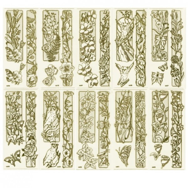 Gravur-Sticker, 20 florale 3-D Bordüren