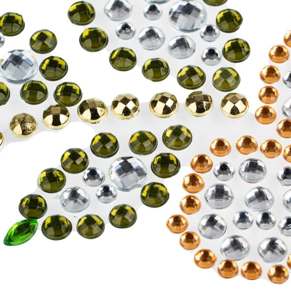 Strass-Ornamente, Sortierung 1, mehrfarbig, teilweise mit Veredelung, 5 Bogen