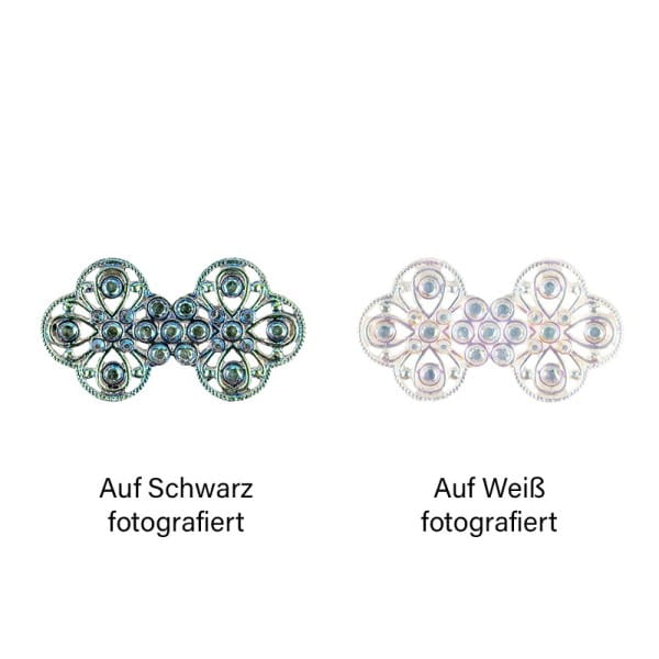Kristallkunst-Schmucksteine, Ornament, 2,9cm x 5,3cm, transparent, klar, irisierend, 10 Stück