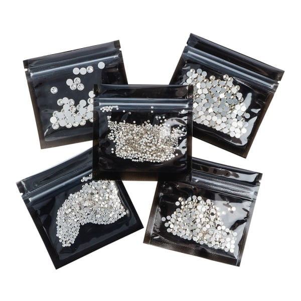 Strass-Steine, Kristall-Glas, facettiert, verschiedene Größen, klar-transparent, 1950 Stück