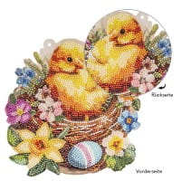 Diamond-Painting-Fensterbild, Küken im Nest, 20cm, doppelseitig