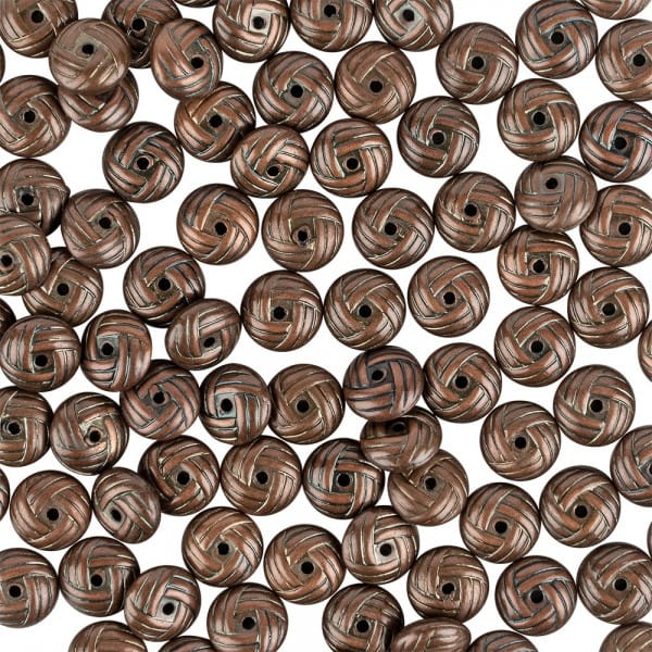 Perlen, Knoten, 0,4cm x 1cm, braun-schwarz, 100 Stück