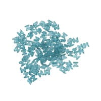 Miniatur-Schmuckstein-Schmetterlinge, transparent, 0,6cm x 0,6cm x 0,3cm, petrol, 100 Stück