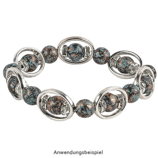 Perlen, Rund, marmoriert, Ø 0,8cm, kupfer mit grüner Patina, 230 Stück