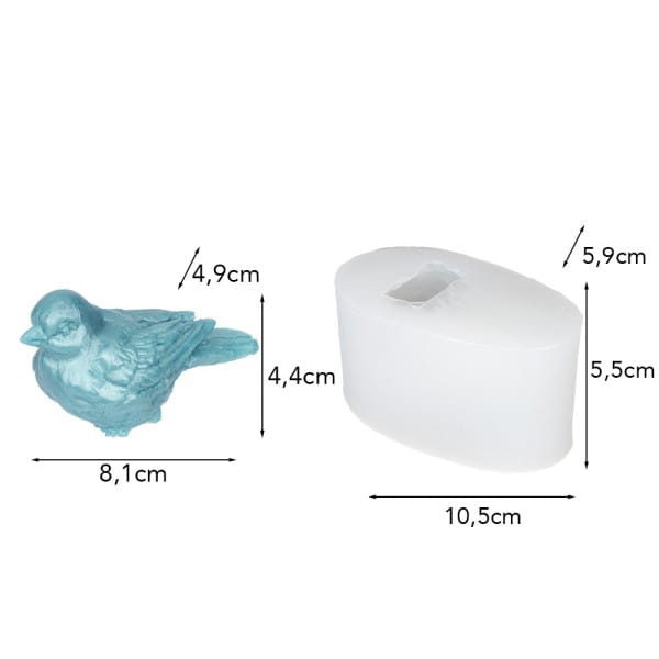 Silikonform Vogel, Größe Figur: 8,1cm x 4,4cm x 4,9cm