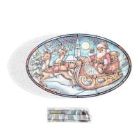 Diamond-Painting-Fensterbild, Glaskunst-Optik XL, Weihnachtsmann im Schlitten, 35,4cm x 22,4cm, 500µ