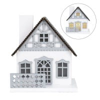 LED-Haus, graues Dach, mit Lichteffekt-Folie, 9,5cm x 8,2cm x 11cm