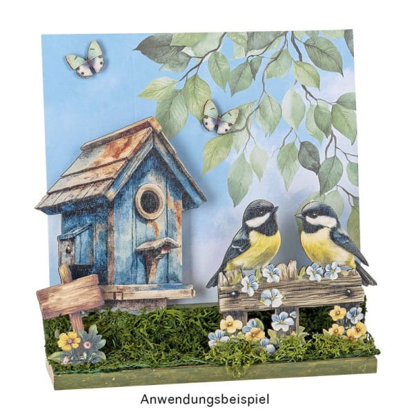 Motiv-Grußkarten, Vogelhäuser, 16cm x 16cm, 5 Designs, inkl. Umschläge, 10 Stück