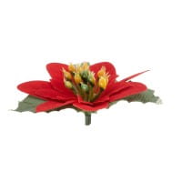Deko-Blüten Weihnachtsstern 1, Ø 8cm, rot mit grünen Blättern, 15 Stück