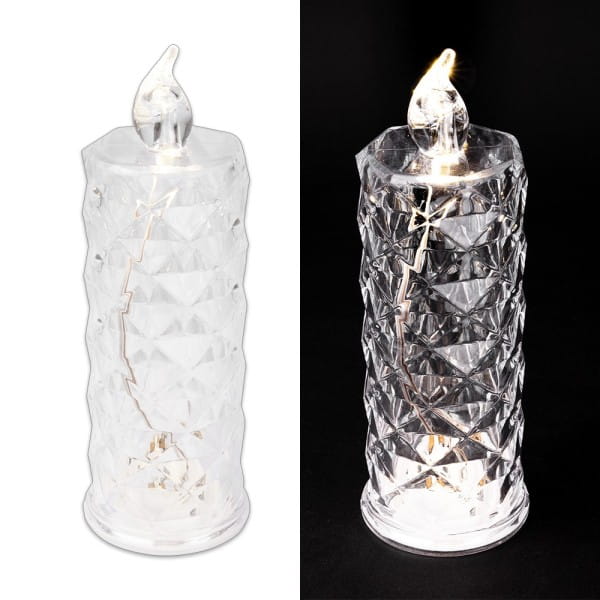 LED-Kerzen, Kristalloptik 1, transparent, 15,5cm hoch, 2 Stück