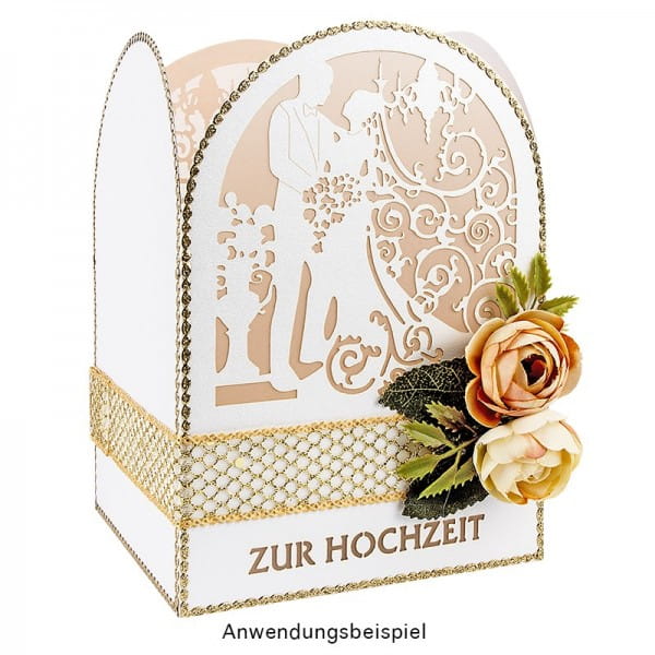 Laser-Grußkarten, Zur Hochzeit 1, 11,3cm x 16,1cm, naturweiß, inkl. Einleger & Umschläge, 10 Stück