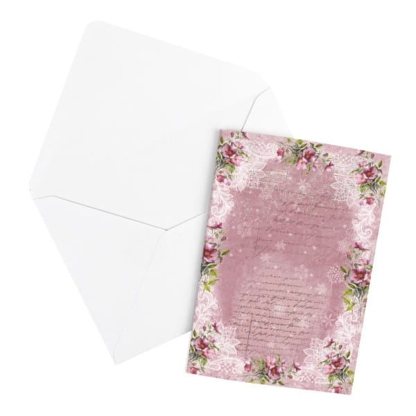 Motiv-Grußkarten, Blüten & Spitze, 11,5cm x 16,5cm, 5 Farben, inkl. Umschläge, 10 Stück