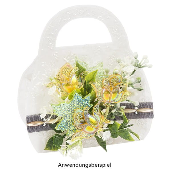 Kristallkunst, Schmuckstein Ahornblatt, 10cm x 30cm, selbstklebend, verschiedene Farben, 5 Bogen