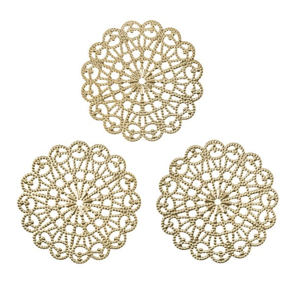 Metall-Ornamente, Design 34, Ø 8,1cm, hellgold, 3 Stück
