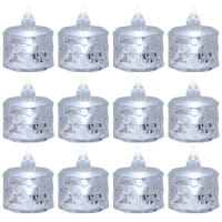 LED-Teelichter, Ø4cm, 5cm hoch, facettiert, kaltweiß, 12 Stück