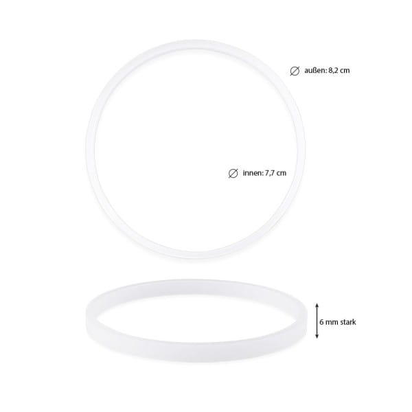 Ringe, Rohlinge, außen: Ø8,2cm, innen: Ø7,7cm, 6mm stark, weiß, 10 Stück