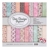 Duo-Design-Papiere, Rosen Deluxe 1, beidseitig bedruckt, 25cm x 25cm, 250g/m², 20 Blatt