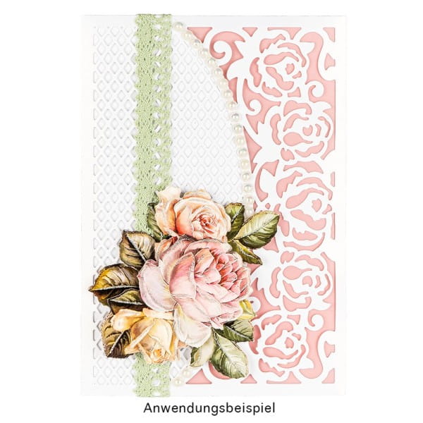 Stanzschablone, Briefumschlag mit Blütenornament, 2 Stück