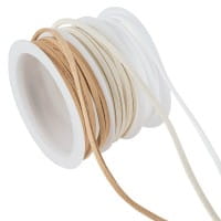 Dekoband, Kunstleder, 2,5mm breit, je 1,5m lang, versch. Designs, weiß, creme, natur, 3 Rollen