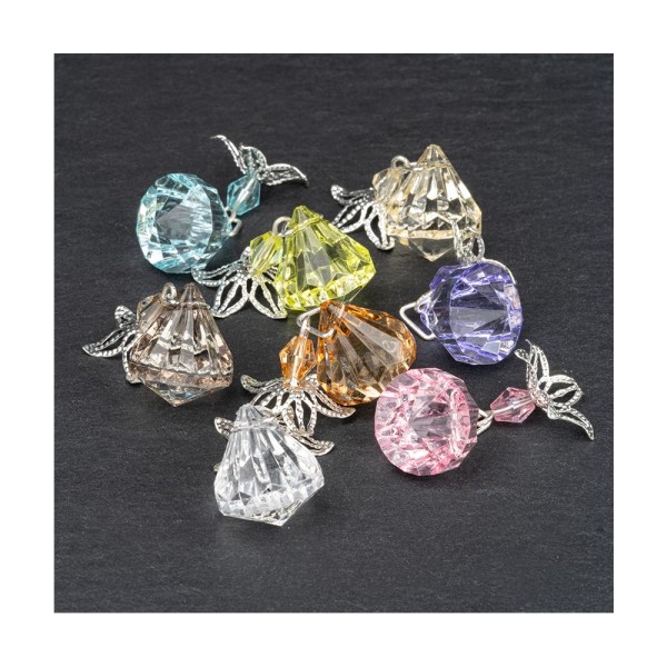 Anhänger mit Perlenkappe, Design 7, 3,5cm x 1,5cm, facettiert, 8 verschiedene Farben, 20 Stück