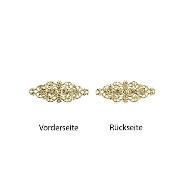 Metall-Ornamente, Design 19, 6,2cm x 2,4cm, hellgold, 10 Stück