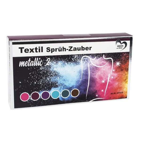 Textil-Sprüh-Zauber metallic 2/Textil-Sprühfarbe, 6 x 50ml, 6 Farben