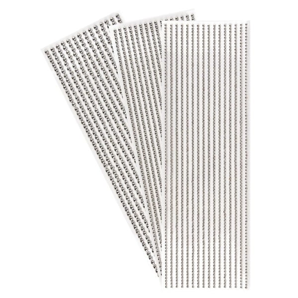 Halbperlen-Bordüren, rund: Ø 3mm, Ø 4mm, Ø 5mm, selbstklebend, spiegel-silber, 3 Bogen