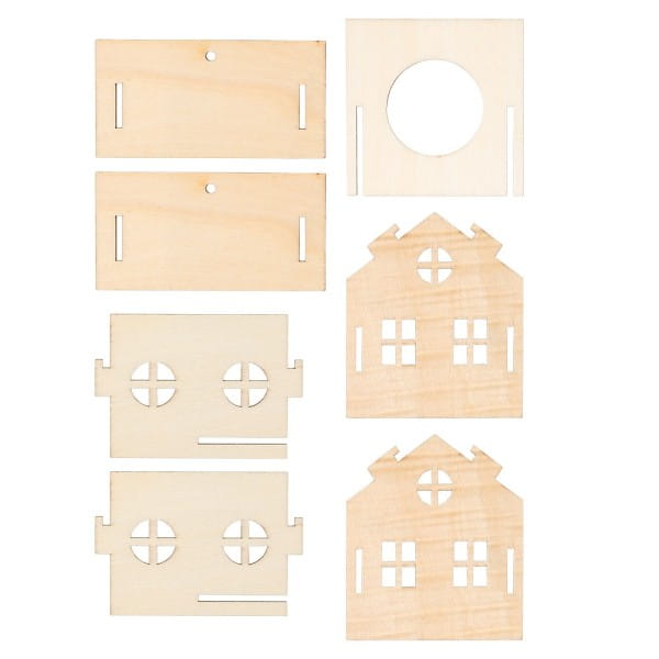 Haus aus Holz, zum Zusammenstecken, Design 1, 7,3cmx8,4cmx7,8cm | Deko & Figuren aus Holz | Holz | Bastelbedarf