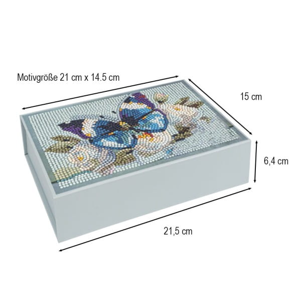 Diamond-Painting-Magnetboxen, Schmetterlinge, 21,5cm x 15cm x 6,5cm, 900g/m², 3 Stück