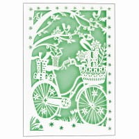 Laser-Grußkarte "Fahrrad",  12cm x 18cm, mit Umschlag & hellgrünem Einleger