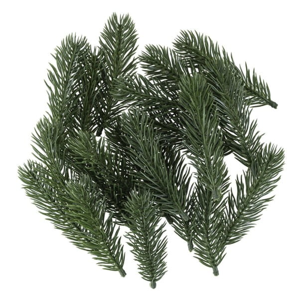 Deko-Tannenzweige, 10cm lang, grün, 20 Stück | Weihnachtsfloristik | Basteln Weihnachten | Bastelbedarf für Anlässe