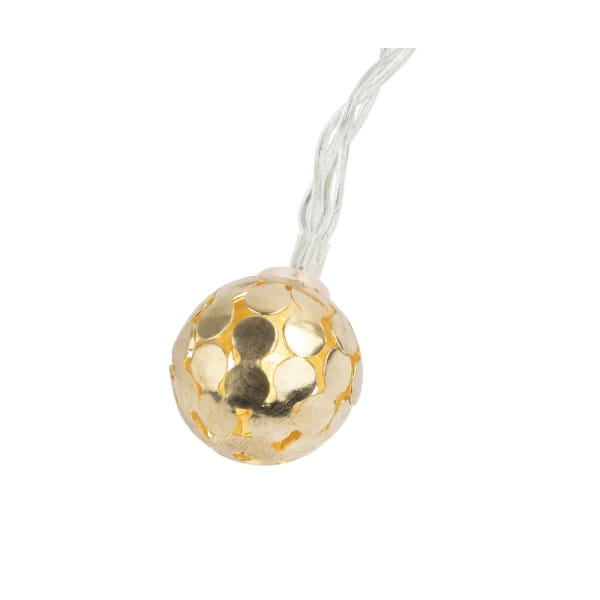 LED-Lichterkette, Ornament-Kugel 2, hellgold, 10 LEDs in Warmweiß, Timer