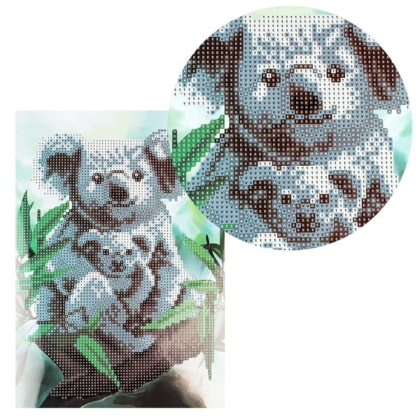 Diamond-Painting-Grußkarte, Koalas, DIN A4, inkl. Zubehör