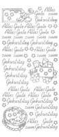 Sticker, Schrift, Alles Gute zum Geburtstag, Perlmuttfolie, silber