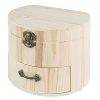 Schmuckkästchen, Holz, 16,5cm x 13,5cm x 12,5cm, mit Schublade und verschließbarem Deckel