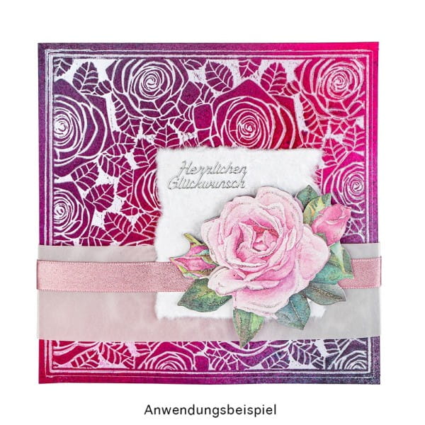3-D Motive, Vintage-Rosen, mit Perlmutt-Leinenstruktur, 7-10,5cm, 10 Motive