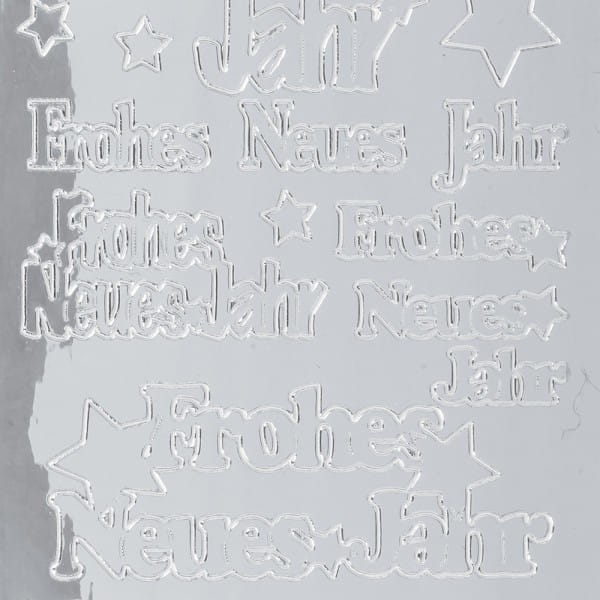 Sticker Frohes Neues Jahr, Spiegelfolie, silber