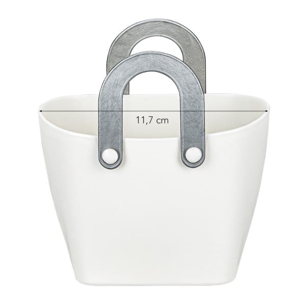 Deko-Gefäß mit Henkeln, 8,3cm x 11,7cm x 7,5cm, Rohling, weiß