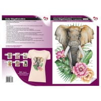 Color Bügeltransfers, DIN A4, filigran ohne Hintergund, Tropical Elefant