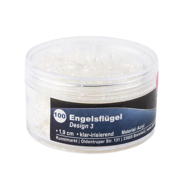 Engelsflügel aus Acryl, Design 3, 1,9 cm, klar-irisierend, 100 Stück