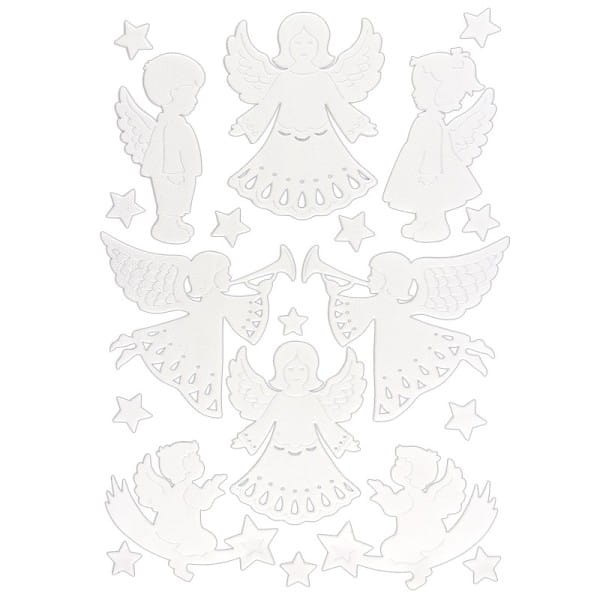 3-D Sticker, Deluxe Engel, verschiedene Größen, selbstklebend, weiß